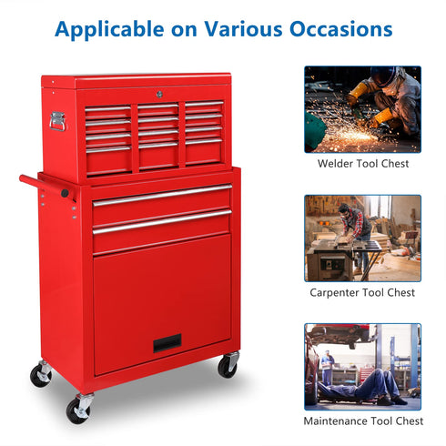 TUFFIOM 330 LBS 8-Drawer Rolling Tool Chest with Wheels